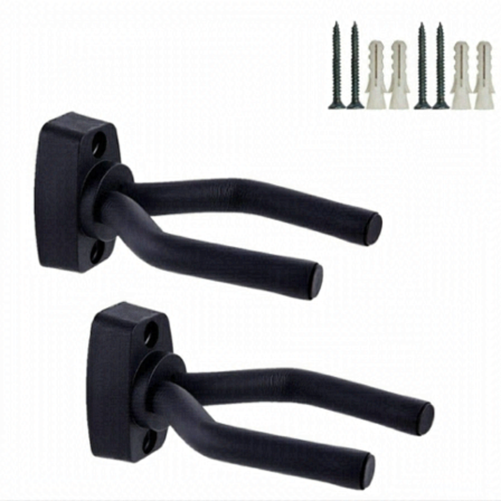 Guitar Wall Mount Hanger 2 Pack With Screws-Black